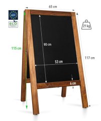 Oboustranné dřevěné reklamní áčko s křídovou tabulí PRO 65x118 cm VODĚODOLNÉ