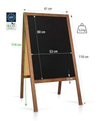 Oboustranné dřevěné reklamní áčko s křídovou tabulí 61x118 cm