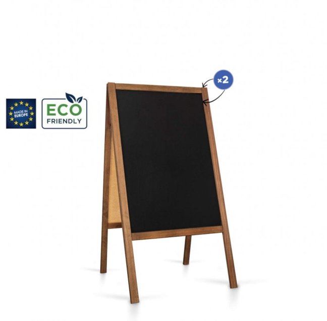 Oboustranné dřevěné reklamní áčko s křídovou tabulí 61x118 cm