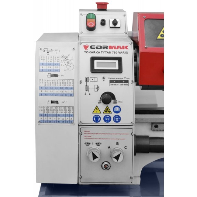 Univerzální soustruh CORMAK TYTAN 750 VARIO s podstavcem 230V, obrábění 250x750mm.