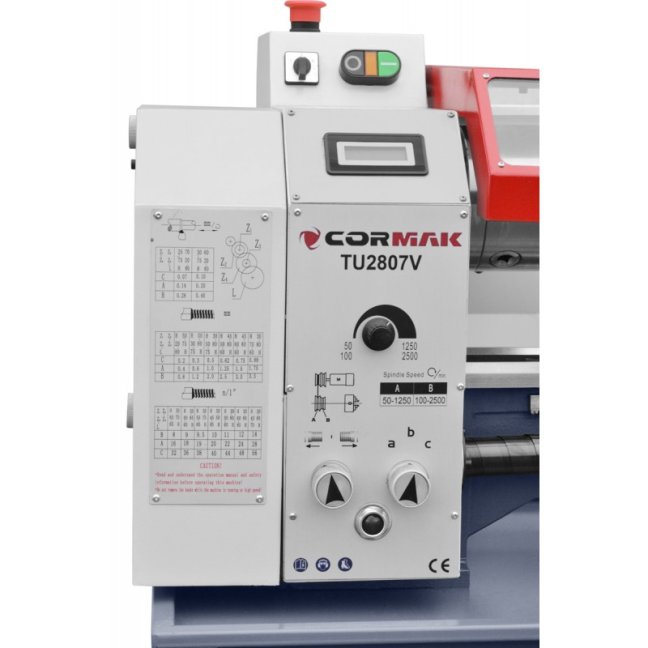 Univerzální soustruh CORMAK 280 x 700 VARIO s podstavcem 230V. Obrábění 280x700mm.