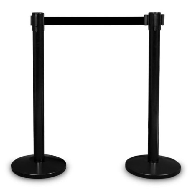 Zahrazovací sloupek se samonavíjecím pásem Premium, BLACK, barva pásku ČERNÁ