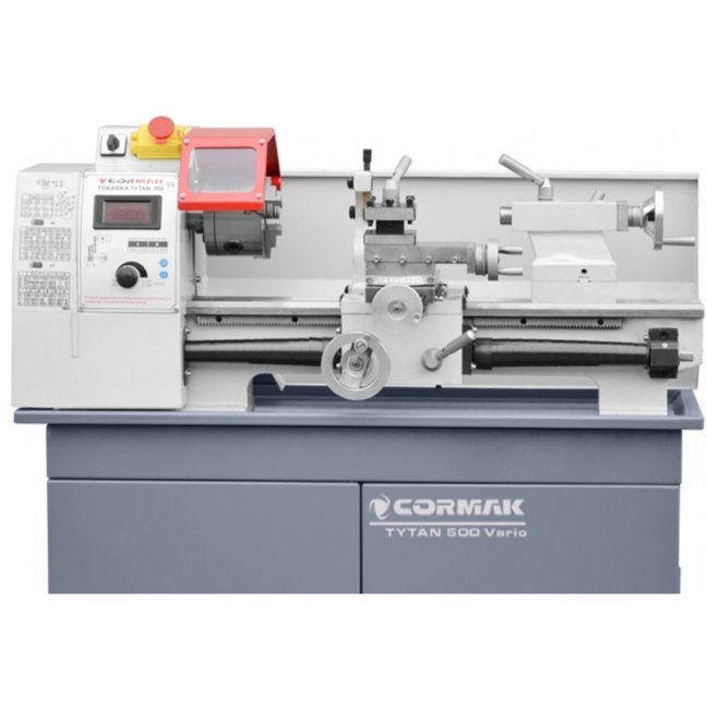 Univerzální soustruh CORMAK TYTAN 500 VARIO (bez podstavce) 230V + soustružnické nože. Obrábění 200x500mm.