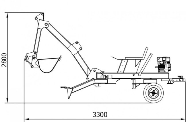 Bagr STILER diesel, 13,5 HP, 360° otočné rameno