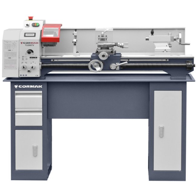 Univerzální soustruh CORMAK 280 x 700 VARIO s podstavcem 230V. Obrábění 280x700mm.