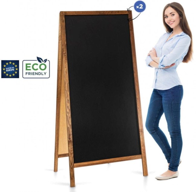 Oboustranné dřevěné reklamní áčko s křídovou tabulí 72x160 cm