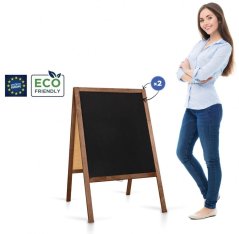 Oboustranné dřevěné reklamní áčko s křídovou tabulí 60x100 cm